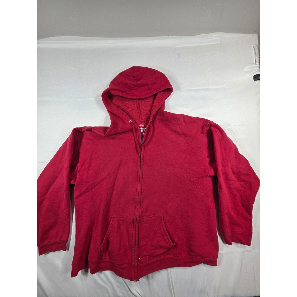 Hanes Premium EcoSmart Red Full Zip Hoodie Sweatshirt Mens XL Fleece Pocket